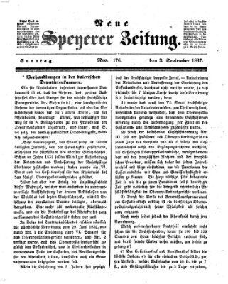 Neue Speyerer Zeitung Sonntag 3. September 1837