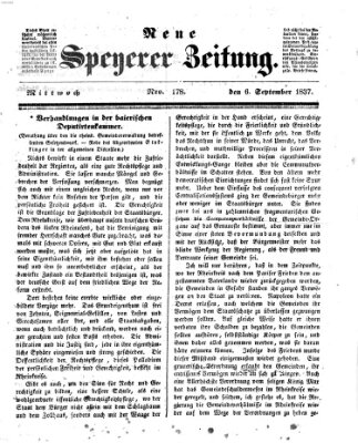 Neue Speyerer Zeitung Mittwoch 6. September 1837