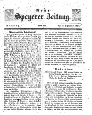 Neue Speyerer Zeitung Sonntag 10. September 1837