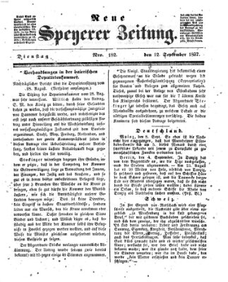 Neue Speyerer Zeitung Dienstag 12. September 1837