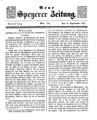 Neue Speyerer Zeitung Samstag 16. September 1837