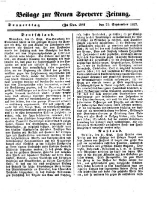 Neue Speyerer Zeitung Donnerstag 21. September 1837