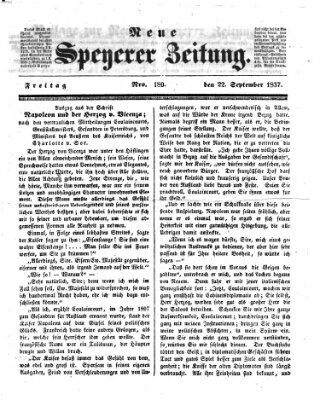 Neue Speyerer Zeitung Freitag 22. September 1837