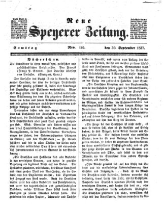 Neue Speyerer Zeitung Samstag 30. September 1837