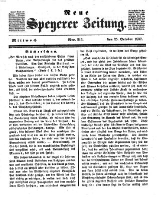 Neue Speyerer Zeitung Mittwoch 25. Oktober 1837