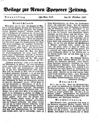 Neue Speyerer Zeitung Donnerstag 26. Oktober 1837