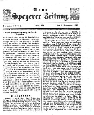 Neue Speyerer Zeitung Donnerstag 9. November 1837