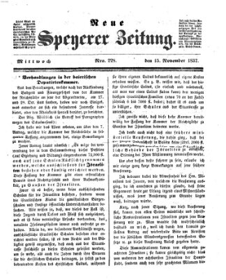 Neue Speyerer Zeitung Mittwoch 15. November 1837