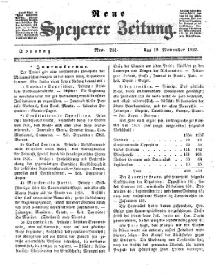 Neue Speyerer Zeitung Sonntag 19. November 1837