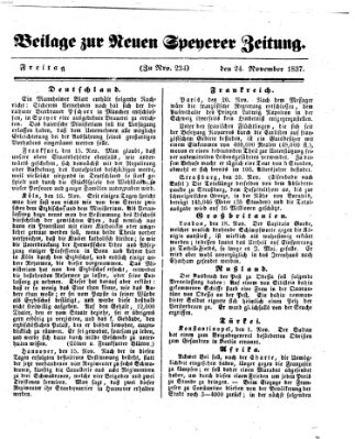 Neue Speyerer Zeitung Freitag 24. November 1837