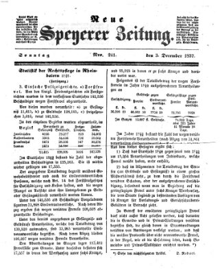 Neue Speyerer Zeitung Sonntag 3. Dezember 1837