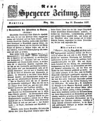 Neue Speyerer Zeitung Samstag 16. Dezember 1837