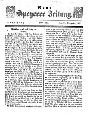 Neue Speyerer Zeitung Donnerstag 21. Dezember 1837