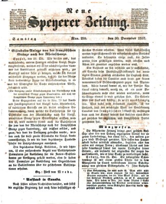 Neue Speyerer Zeitung Samstag 30. Dezember 1837