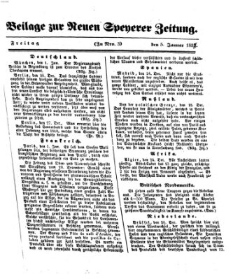 Neue Speyerer Zeitung Freitag 5. Januar 1838