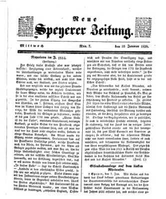 Neue Speyerer Zeitung Mittwoch 10. Januar 1838