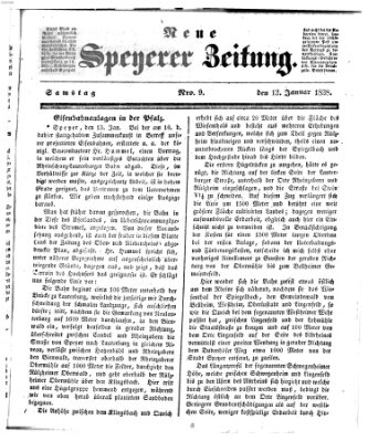 Neue Speyerer Zeitung Samstag 13. Januar 1838