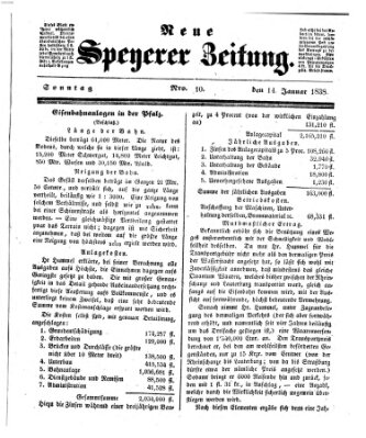 Neue Speyerer Zeitung Sonntag 14. Januar 1838