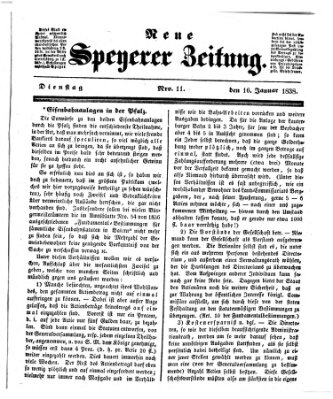 Neue Speyerer Zeitung Dienstag 16. Januar 1838