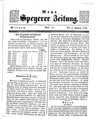 Neue Speyerer Zeitung Mittwoch 17. Januar 1838