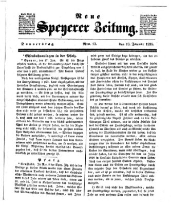 Neue Speyerer Zeitung Donnerstag 18. Januar 1838