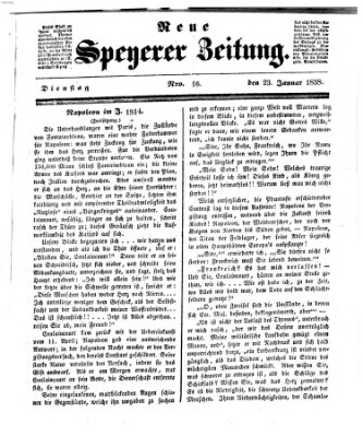 Neue Speyerer Zeitung Dienstag 23. Januar 1838