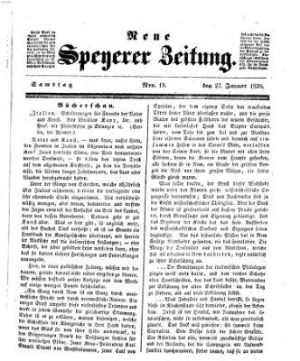 Neue Speyerer Zeitung Samstag 27. Januar 1838