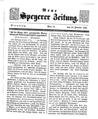 Neue Speyerer Zeitung Dienstag 30. Januar 1838