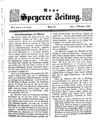 Neue Speyerer Zeitung Donnerstag 1. Februar 1838