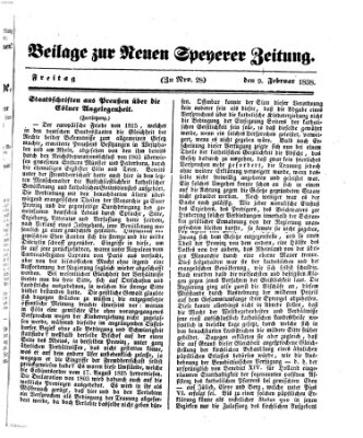 Neue Speyerer Zeitung Freitag 9. Februar 1838