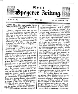 Neue Speyerer Zeitung Sonntag 11. Februar 1838