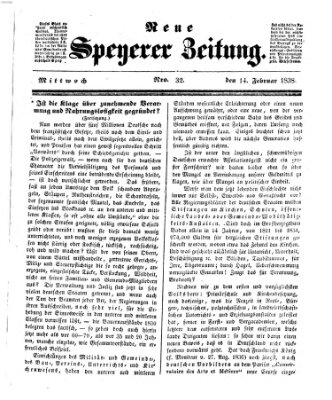 Neue Speyerer Zeitung Mittwoch 14. Februar 1838