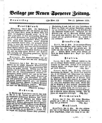 Neue Speyerer Zeitung Donnerstag 15. Februar 1838