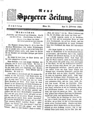 Neue Speyerer Zeitung Samstag 24. Februar 1838