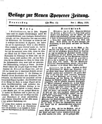 Neue Speyerer Zeitung Donnerstag 1. März 1838