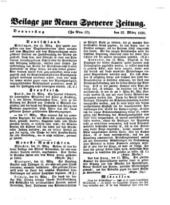 Neue Speyerer Zeitung Donnerstag 22. März 1838