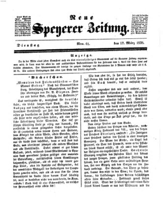 Neue Speyerer Zeitung Dienstag 27. März 1838