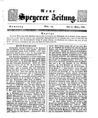 Neue Speyerer Zeitung Samstag 31. März 1838