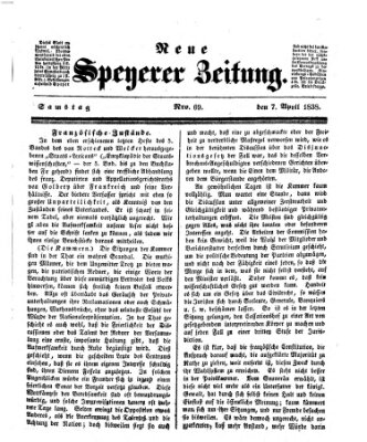 Neue Speyerer Zeitung Samstag 7. April 1838