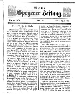 Neue Speyerer Zeitung Sonntag 8. April 1838