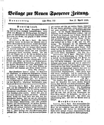 Neue Speyerer Zeitung Donnerstag 12. April 1838