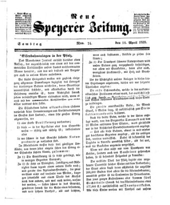 Neue Speyerer Zeitung Samstag 14. April 1838