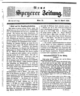 Neue Speyerer Zeitung Sonntag 15. April 1838