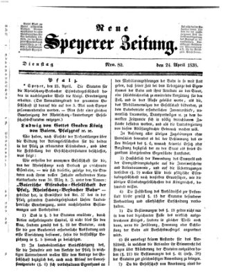 Neue Speyerer Zeitung Dienstag 24. April 1838