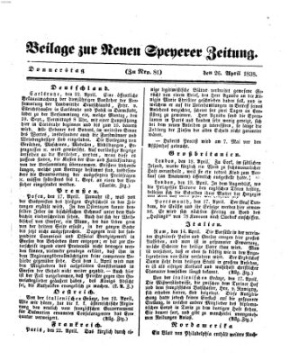 Neue Speyerer Zeitung Donnerstag 26. April 1838