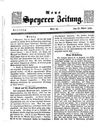 Neue Speyerer Zeitung Freitag 27. April 1838