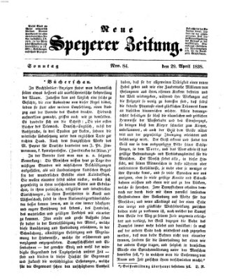 Neue Speyerer Zeitung Sonntag 29. April 1838