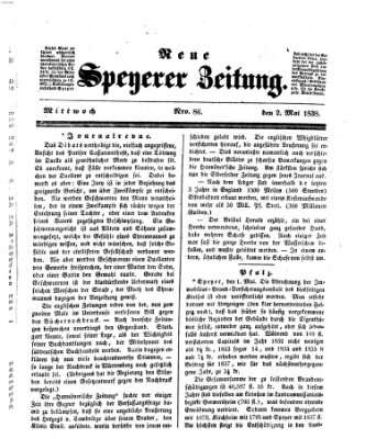 Neue Speyerer Zeitung Mittwoch 2. Mai 1838