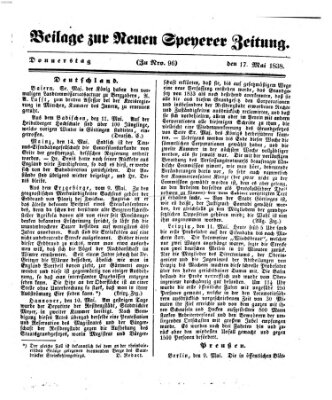 Neue Speyerer Zeitung Donnerstag 17. Mai 1838