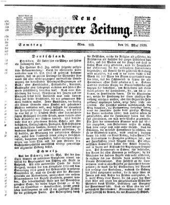 Neue Speyerer Zeitung Samstag 26. Mai 1838